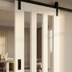 Internal White Sliding Door with 3 Light Clear Glass Glazing - Primed Finish - detail view