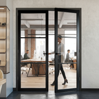 Premium Clear Glazed Industrial Style Door Pair with Solid Softwood Core and Pocket Door Compatibility