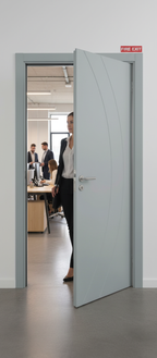 Premium Custom Colour Fire Door with Dual Lined Curved Design and Deep U-Grooves for Enhanced Style