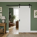Internal Sliding Door White Primed Elegance Lancaster 1 Panel with Black Top Mount