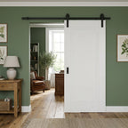 Internal Sliding Door White Primed Elegance Lancaster 1 Panel with Black Top Mount