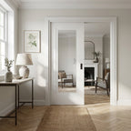 Internal Pocket Door Set with Clear Glass, White Primed, 1 Light, 100mm
