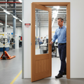 Premium Oak Internal Fully Finished Fire Door with Clear Glass Panel - 30 Minute Fire Resistance for Safety and Elegance