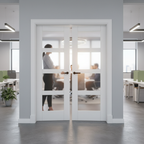 Premium Internal White Primed Shaker 4 Light Obscure Glass Pair Door - Durable and Sophisticated Design for Modern Interiors - Image 2
