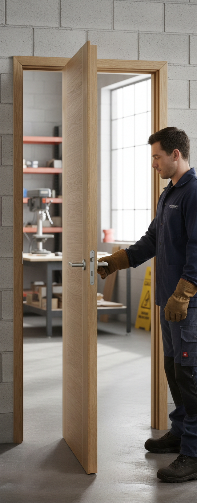 Premium Fully Finished Internal Oak Mirage Fire Door with Ash Inlay and 30 Minutes Fire Rating