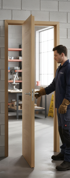 Premium Fully Finished Internal Oak Mirage Fire Door with Ash Inlay and 30 Minutes Fire Rating