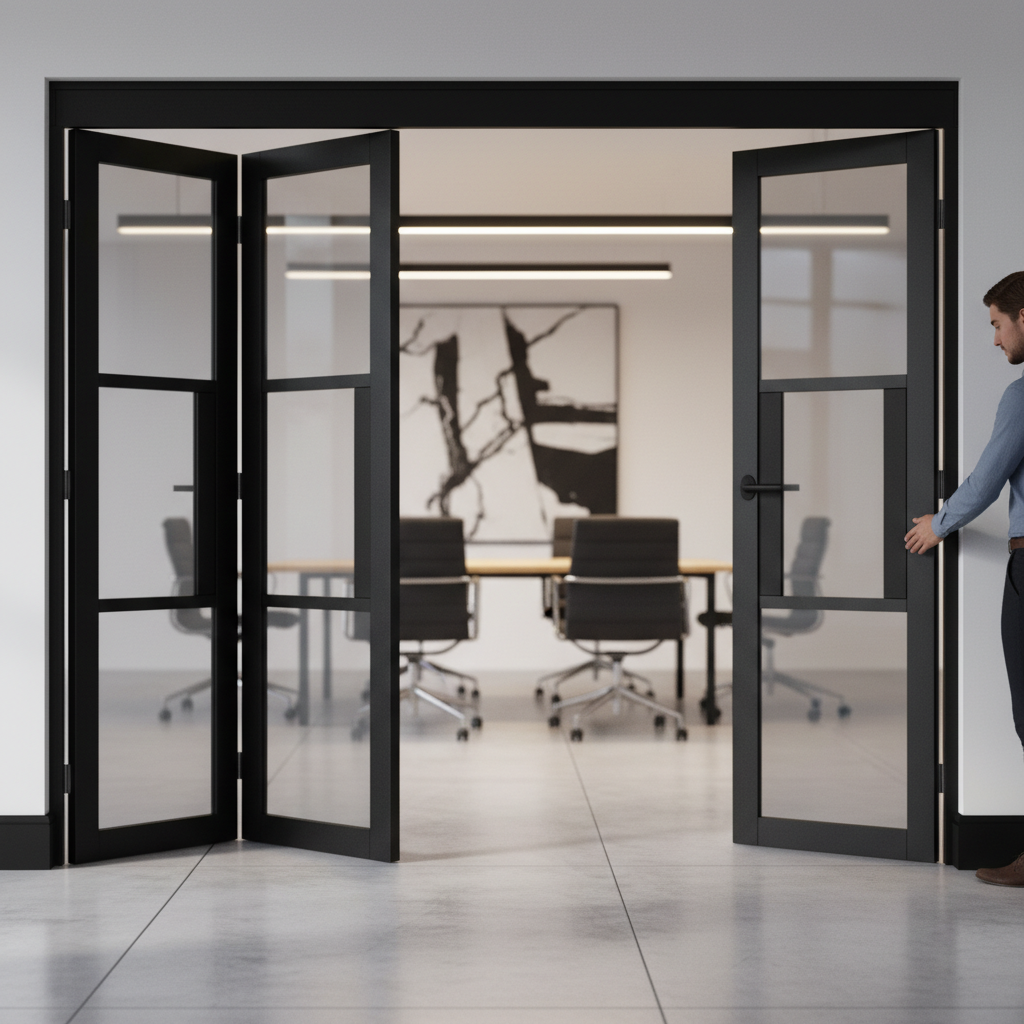Premium Industrial Style Folding Door System with Tinted Glazed Panels - 4 Configurations Available