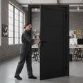 Premium Fully Finished 4 Panel Internal Industrial Studio Door in Jet Black - Durable Timber Construction for Modern Interiors