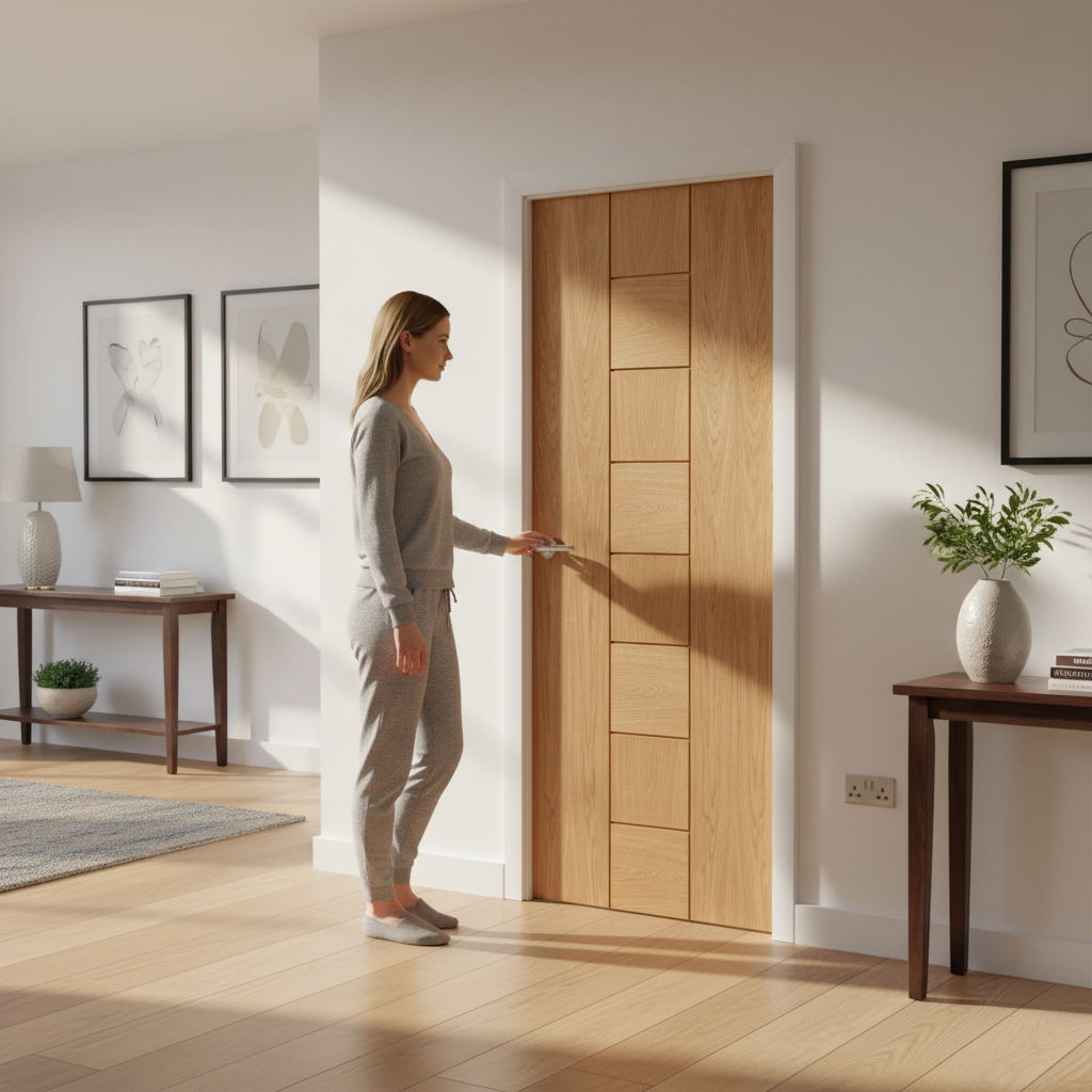 Premium Unfinished Oak Internal Door with Engineered Construction and Real Oak Inlays