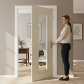 Premium Fully Finished Laminate Ladder Clear Glass Door with Blonde Oak Finish for Contemporary Elegance and Natural Light Enhancement