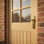 Unfinished External Hardwood Door with 1 Panel and 6 Clear Glass Lights - detail view