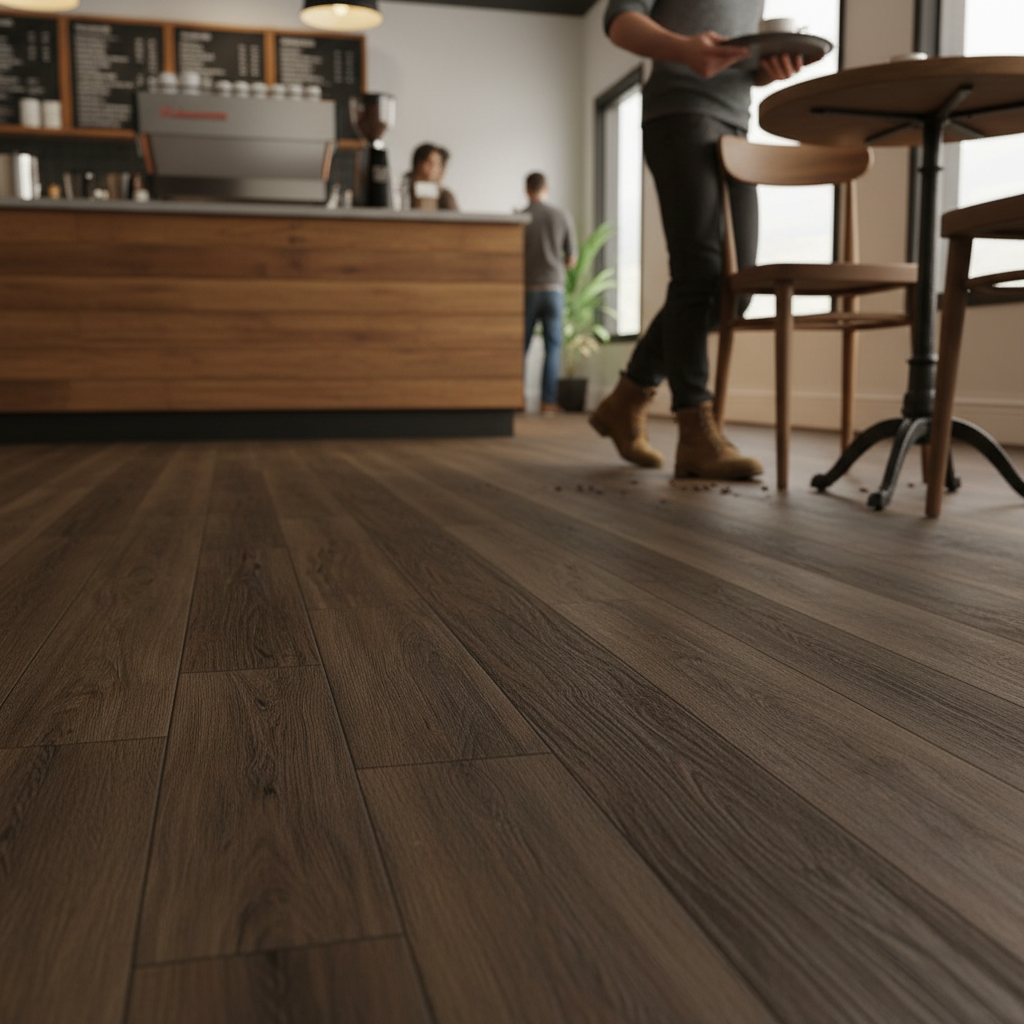 Professional 5mm Embossed Purecoat Rigid Core Vinyl Flooring with Oak Effect, Waterproof and Sound Insulating for Residential and Commercial Use