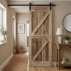 Sliding Barn Door, Internal Pine, Carbonised Z Brace, Black Top Mounted, Unfinished