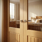 Internal Oak Door Unfinished with 1 Panel and 1 Light Obscure Glazing - detail view