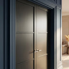 Internal 3 Panel Pair Door, Fully Finished, Jet Black, Industrial Style - detail view