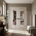Ivory Internal Double Door with Clear Glass, Fully Finished, Laminate