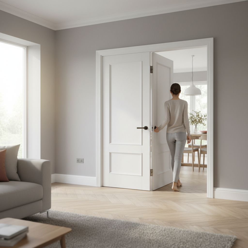 Premium 2 Panel White Internal Door Pair with Raised Mouldings - Versatile and Stylish Design for Home Revamps