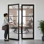 Premium Internal Fully Finished Industrial Studio 3 Light Obscure Glass Pair Door for Modern Aesthetic Appeal - Image 2