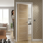 Premium Fully Finished Oak Internal Door with Real Aluminium Inlays and Engineered Construction for Modern Homes