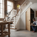 Premium Oak Internal Unfinished Parma Angled Under-Stair Made-to-Measure Cupboard Fire Door for 30-Minute Fire Protection