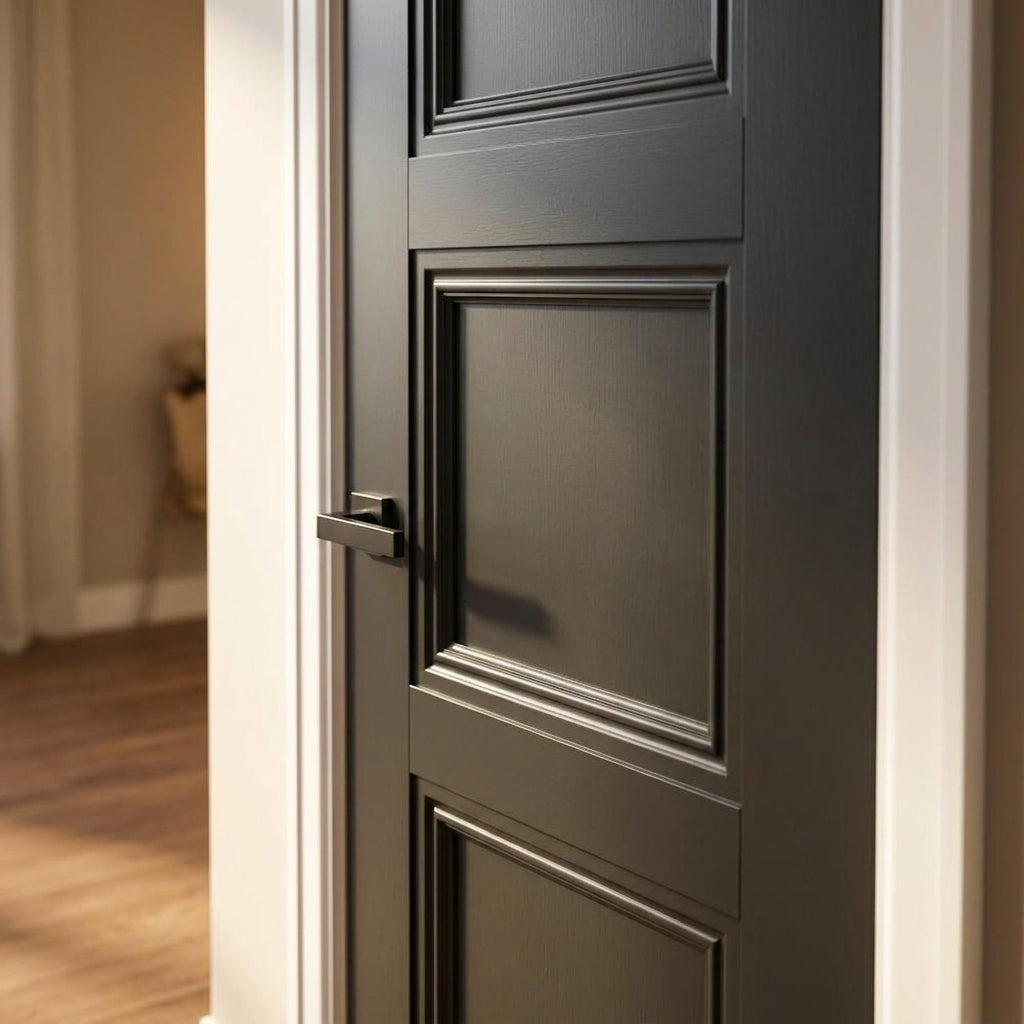 Elegance Ripley Internal Door, Fully Finished, Jet Black, Solid Core - detail view
