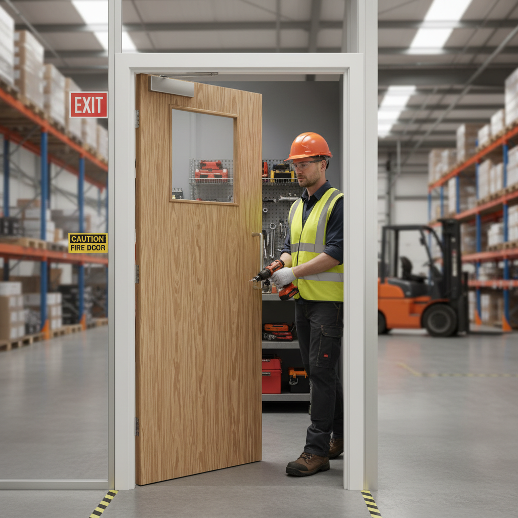 Premium Flush Oak Fire Rated Door with Clear Glazing and Solid Core - Fully Finished Design for Enhanced Safety and Elegance