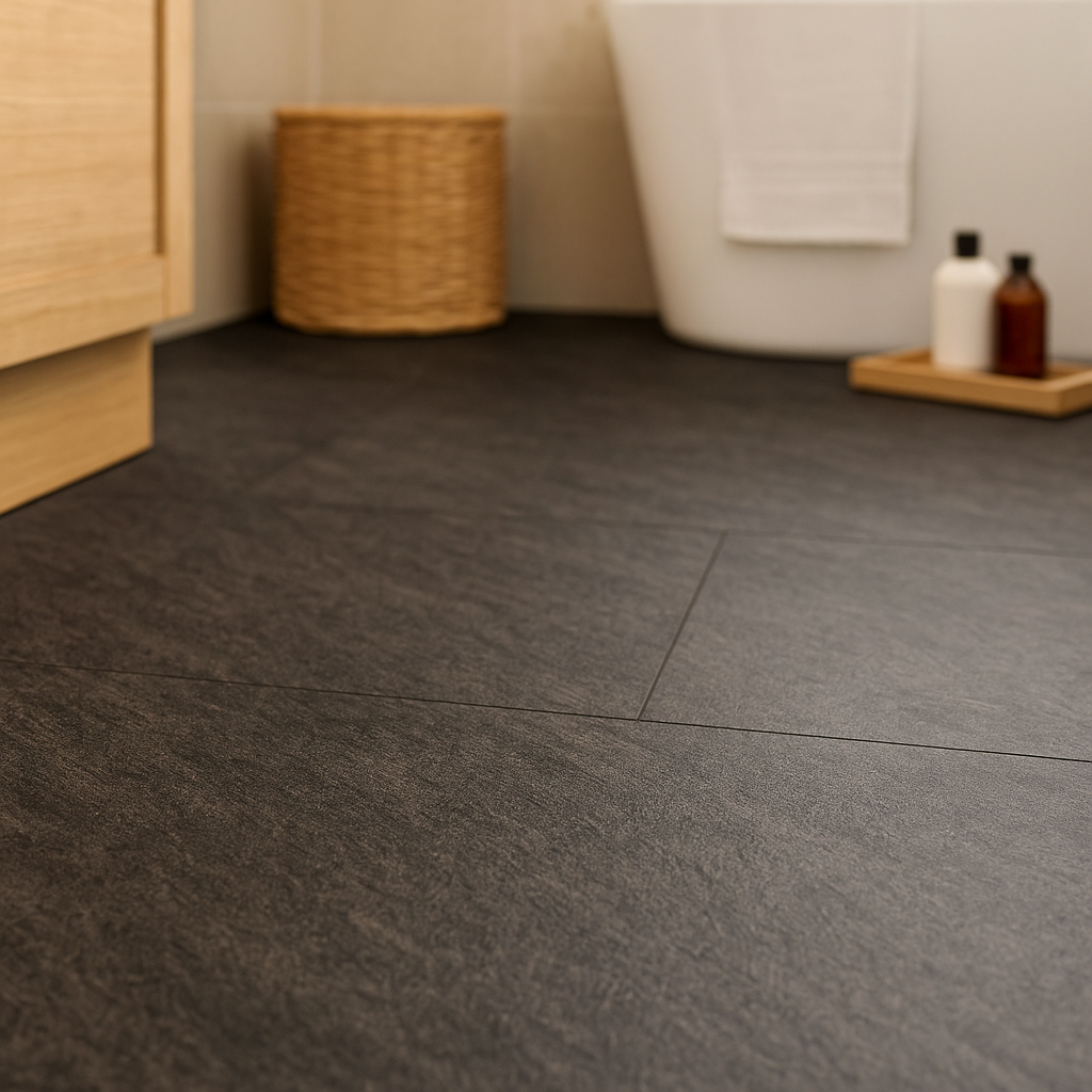Aqua Water Resistant 8mm Laminate Flooring in Shadow Slate Stone Essence - detail view