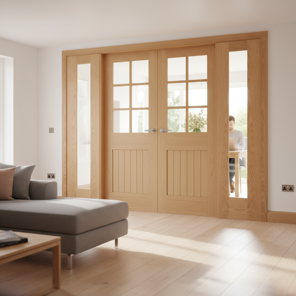 Premium Clear Glazed Room Divider with Demi Panels - Customizable Sizes and Universal Frame