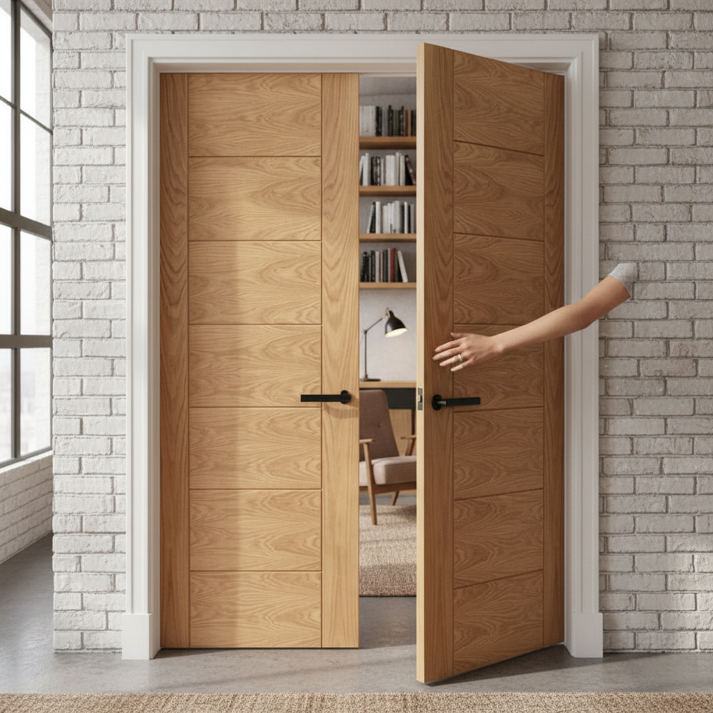 Premium Internal Oak Fully Finished Pedrena Pair Door - 35mm Thickness with Elegant Design for Timeless Home Decor