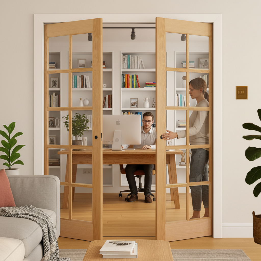 Premium Clear Glazed Double Pocket Door Set with Galvanised Steel Frame and 35mm Thick Door for Elegant Open Spaces