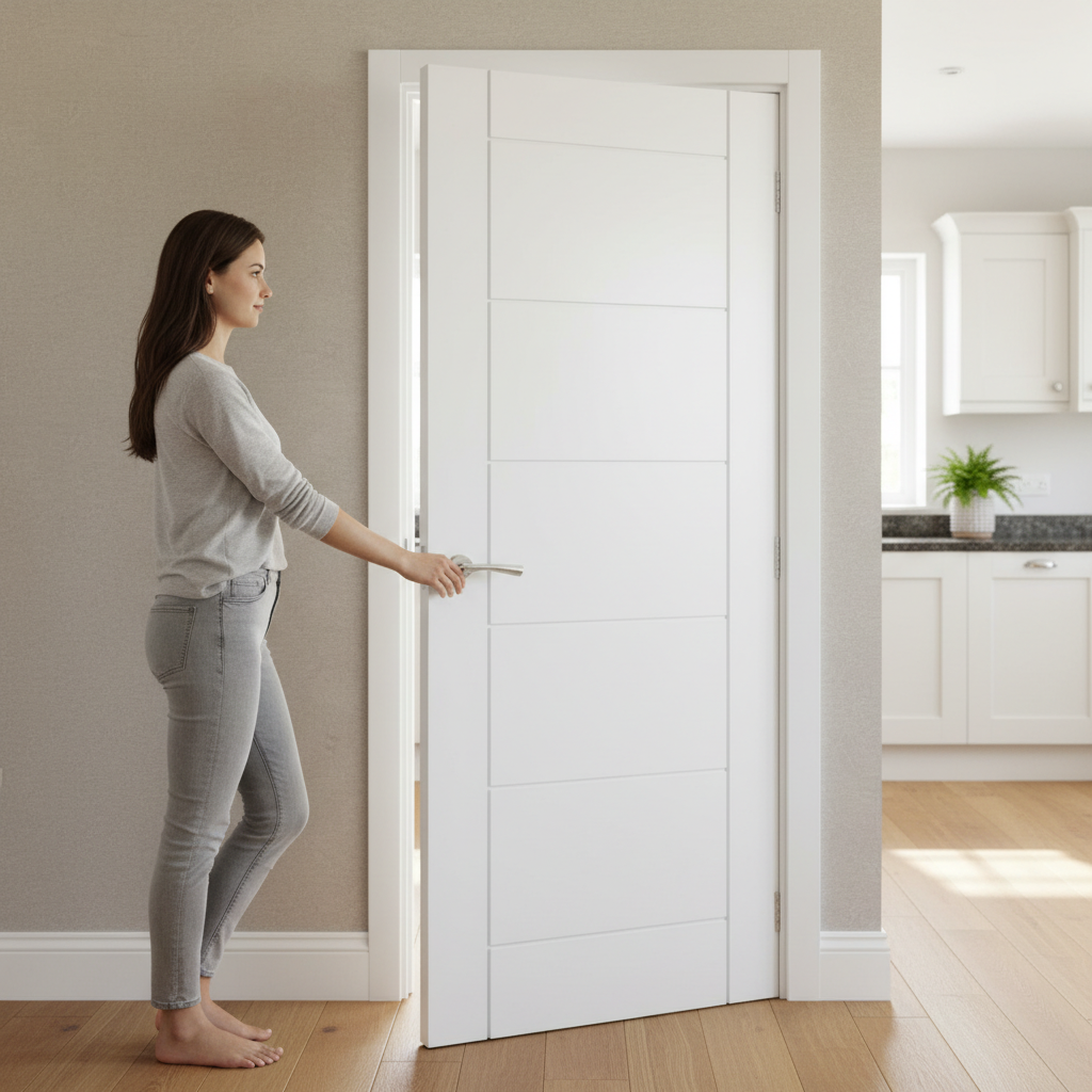 Premium Internal White Primed Seville Door - Contemporary Style, Solid Core, and 30mm Trimming Allowance