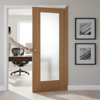 Premium Internal Oak Fully Finished Obscure Glazed Pattern 10 Door - Engineered Strength with A-Grade American White Oak Veneer