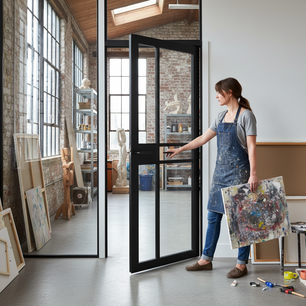 Premium Internal Fully Finished Studio 1 Panel 5 Light Clear Glass Door with Jet Black Finish for Modern Interiors