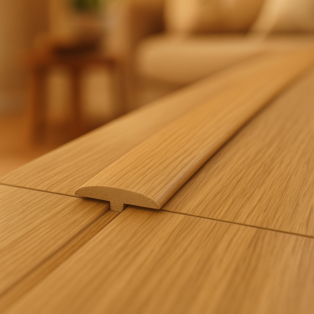 Laminate Connecting Door Profile in Light Oak - 1m Length - detail view
