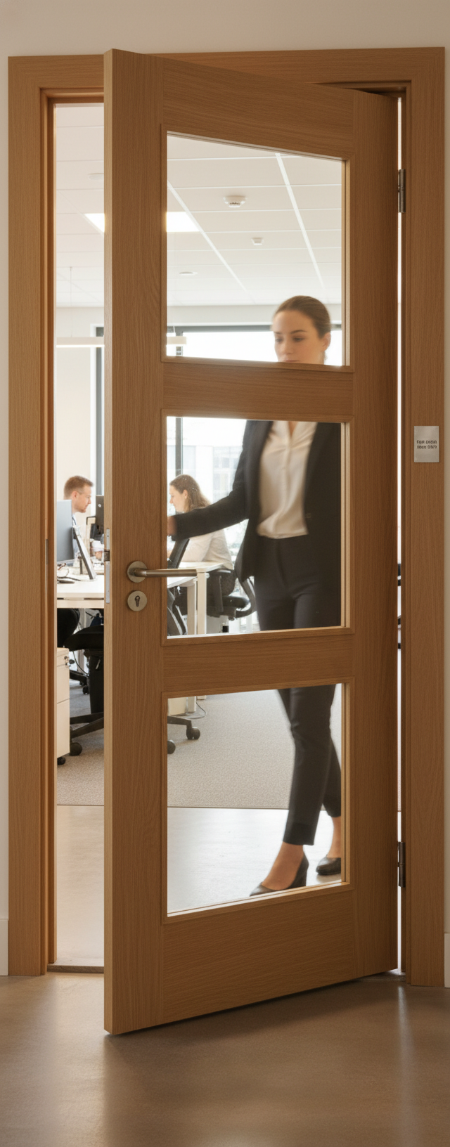 Premium Fully Finished Clear Glazed FD30 Fire Door with 3 Panel Design for Enhanced Light Flow and Durability