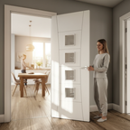 Premium Internal Clear Glazed Door with White Primed Finish and Toughened Glass for Modern Interiors