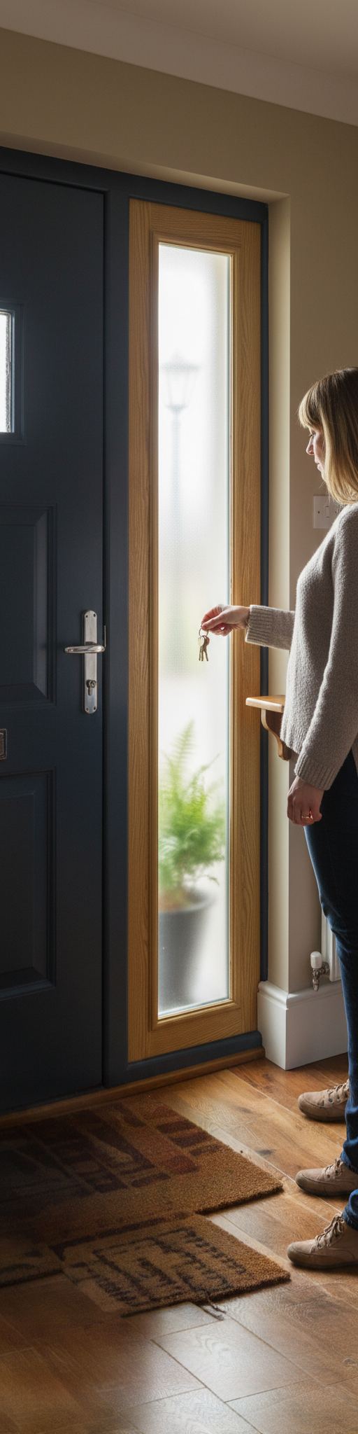 Premium GRP Oak Composite Sidelight with Frosted Glass for Low Maintenance and Thermal Efficiency