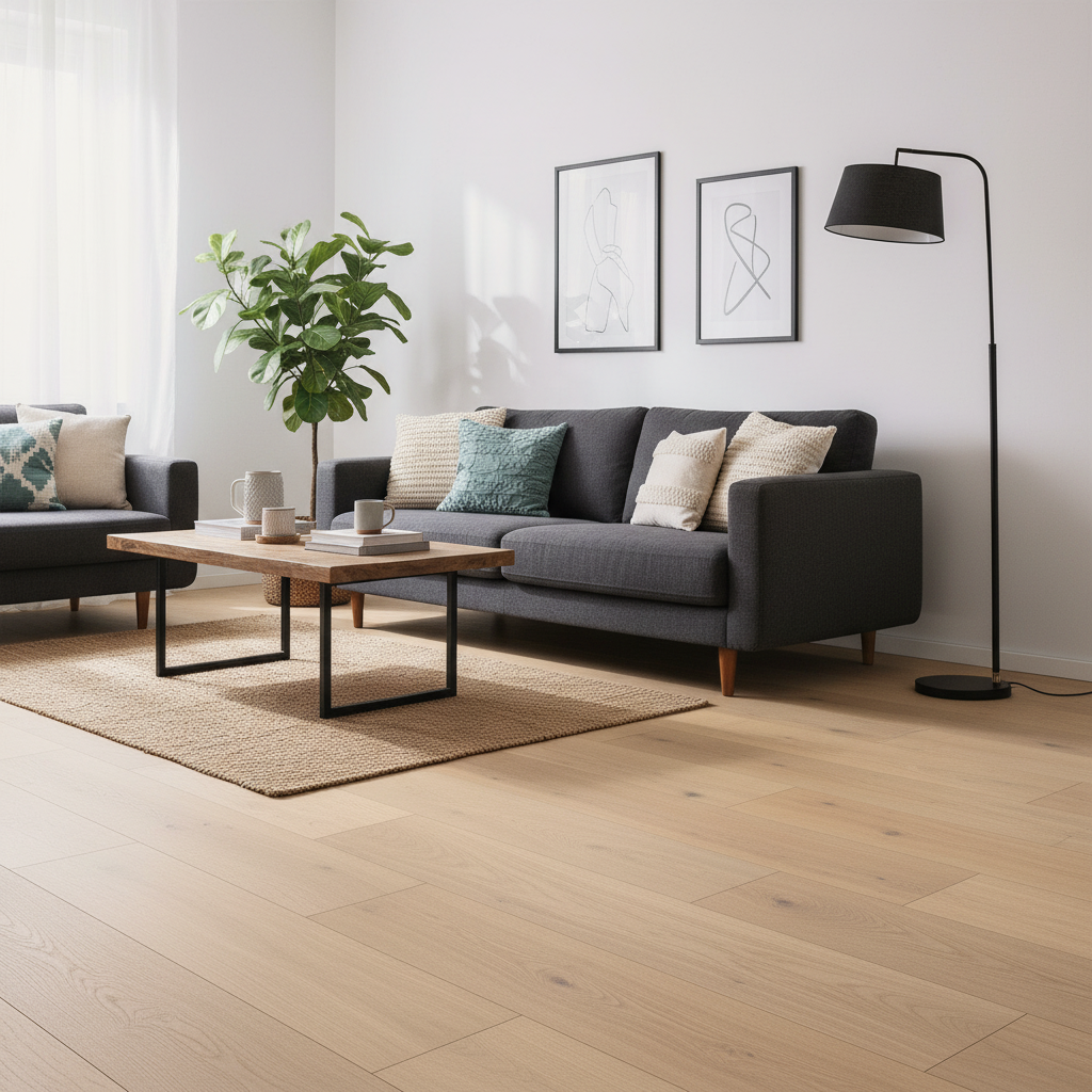 Premium 14mm UV Oiled Engineered Real Wood Flooring in Brushed White Oak with Natural Sheen and Easy Installation