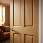 Internal Oak Door Unfinished Victorian Shaker 4 Panel Flat - detail view