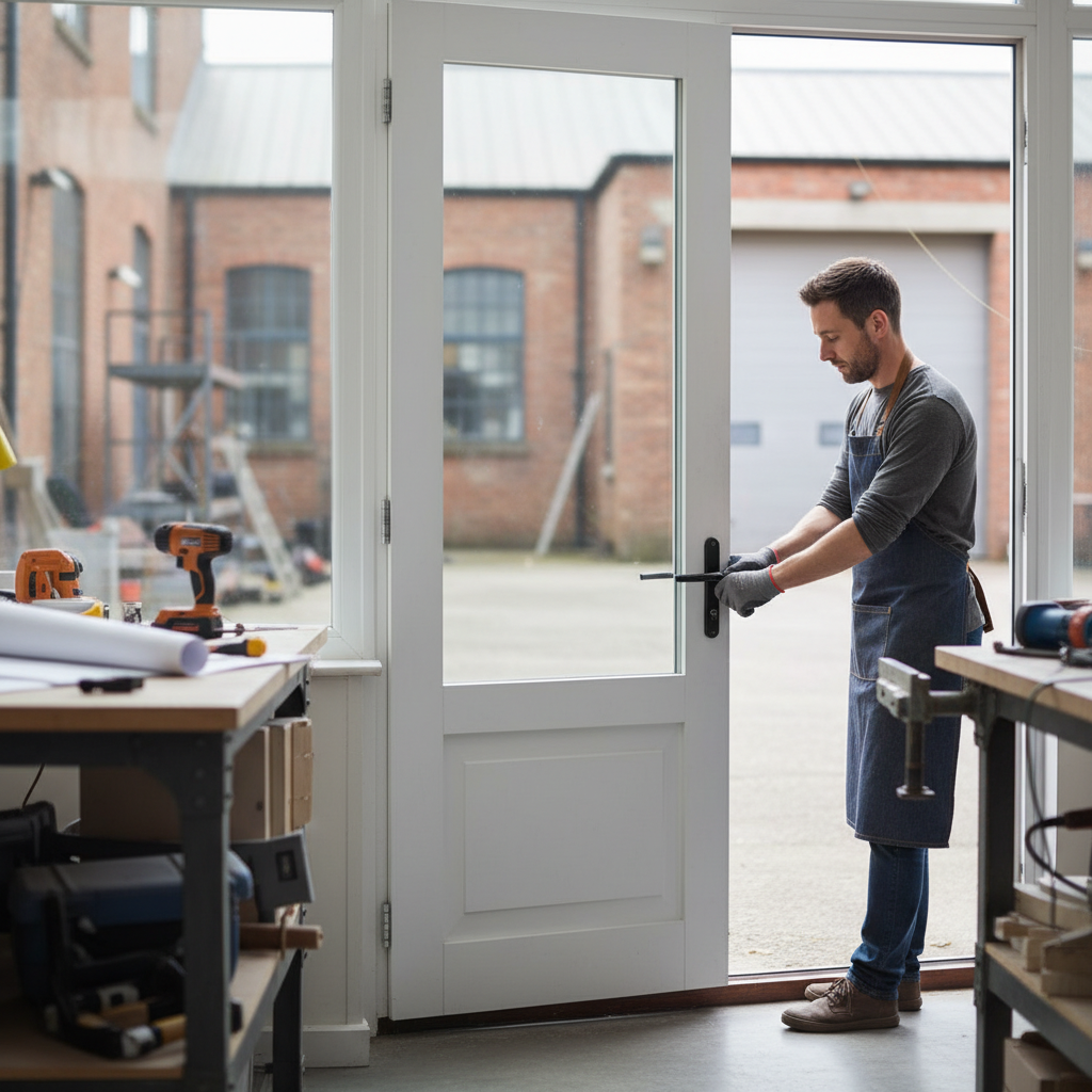 Custom Made External Door Crafted from Solid Merbau Hardwood with Ventilation Slots and Primed White Finish