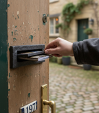 Premium Traditional Letter Plate with Narrow Plate Straight Lever in Antique Black, 254mm x 90mm for Authentic Look