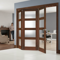 Premium Stylish Folding Room Divider with Top Hung System and Multiple Configurations - Walnut Finish