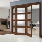 Premium Stylish Folding Room Divider with Top Hung System and Multiple Configurations - Walnut Finish