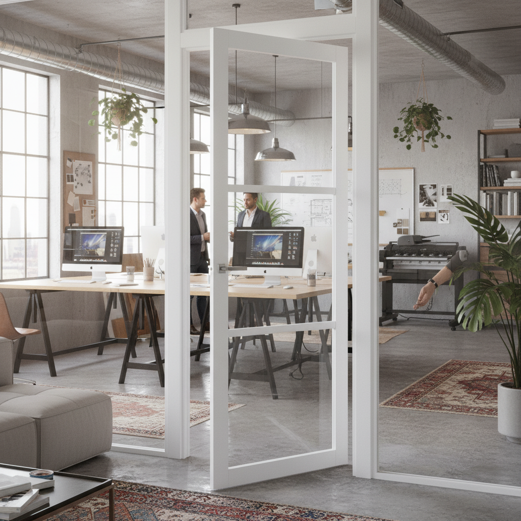 Premium Internal Primed Industrial 3 Light Clear Glass Door for Modern Spaces with Toughened Safety Glass and Durable Timber Construction