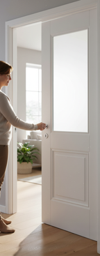 Premium Internal Clear Glazed White Primed Door with Decorative Detail and Engineered Construction for Enhanced Stability