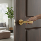 Premium Edge Lever on Round Rose Satin Brass - Ergonomic Design for Domestic and Commercial Use with 10-Year Guarantee