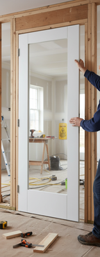 Premium White 1L Clear Glazed Internal Door with Solid Core and Trimmable Edges for Enhanced Elegance