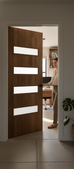 Premium Custom Made Walnut 3 Light FD30 Fire Door - Bespoke Size Options and Certifications for Safety