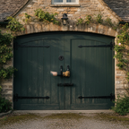 Premium Antique Black Ornate Garage Door Hardware Set with Pull Handle, Deadlock, and Tee Hinges for Traditional Homes