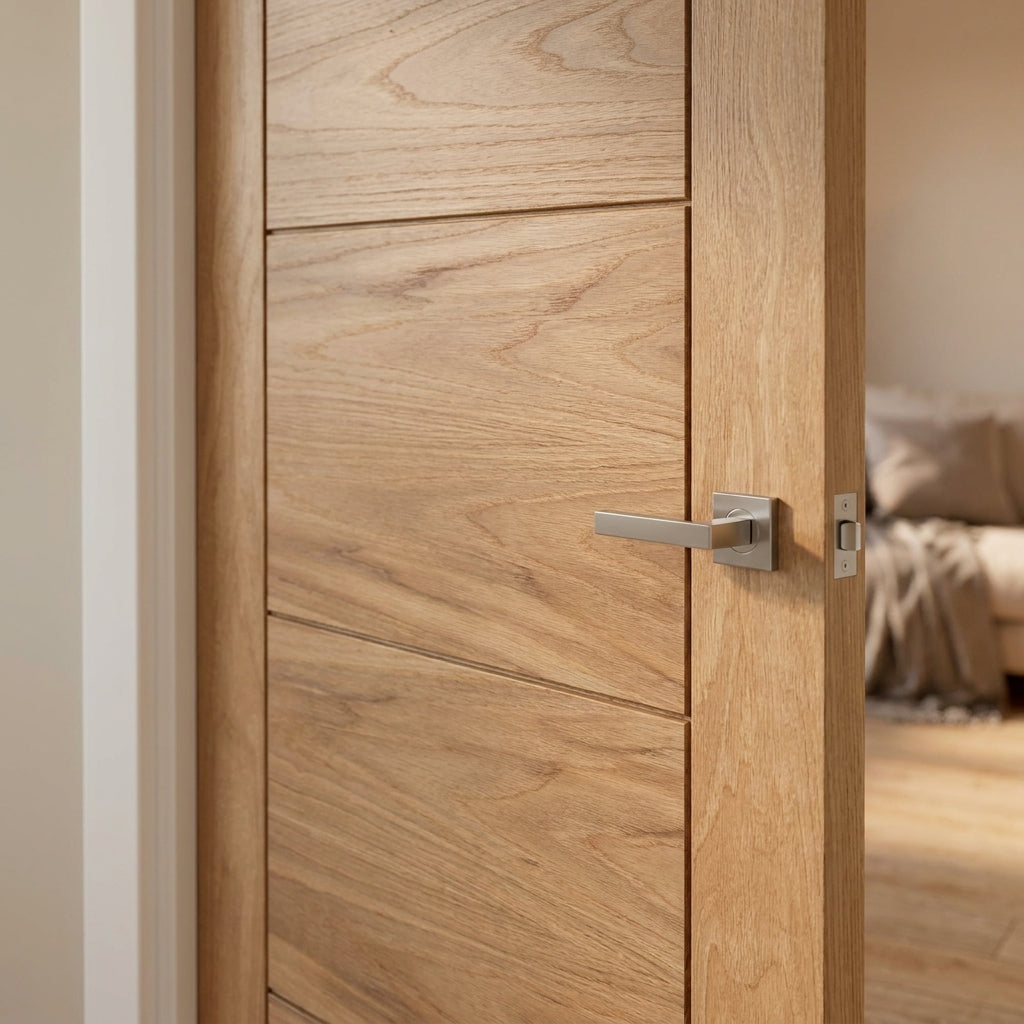 FD30 Fire Door Internal Oak Made-to-Measure, Fully Finished with Solid Core - detail view